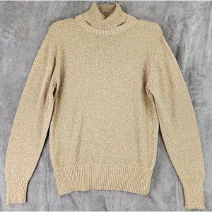 Westbound Sweater Womens Small Gold Metallic Y2K Vintage Turtleneck Long Sleeve‎